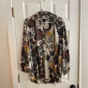 Zara Basic Floral Print Blouse